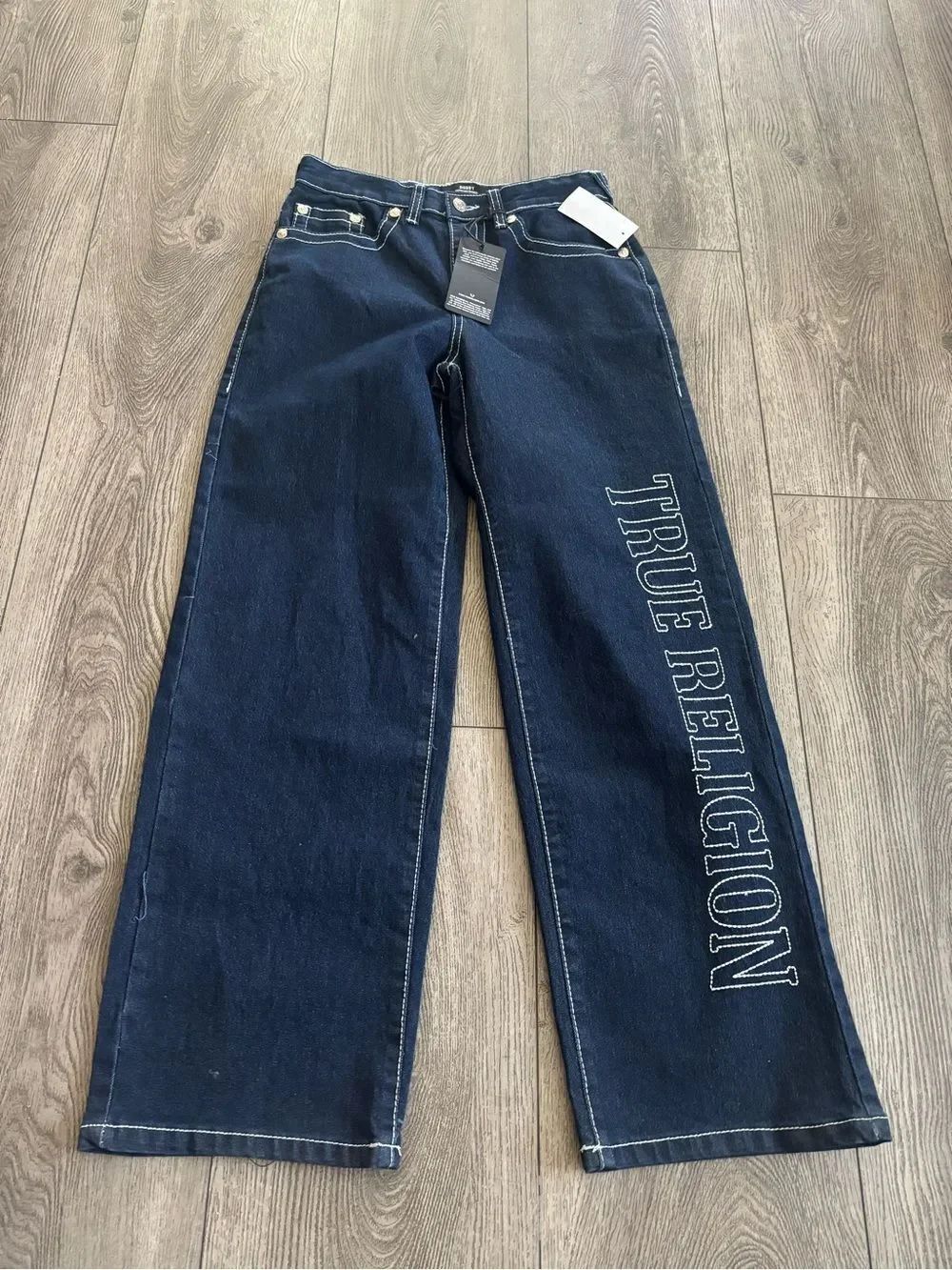 True Religion Dark Blue Wide-Leg Jeans